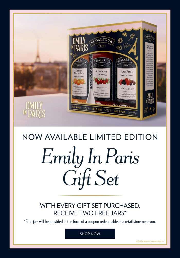 Now available limited edition Emily In Paris gift set. With every gift set purchased, receive two free jars.